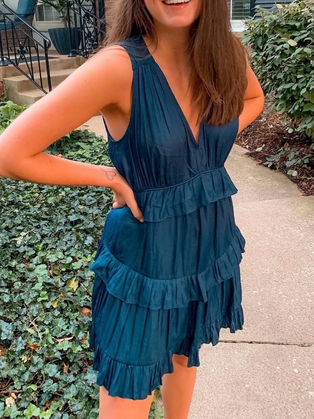 Do+Be Sleeveless Navy Tiered Ruffle Mini Dress